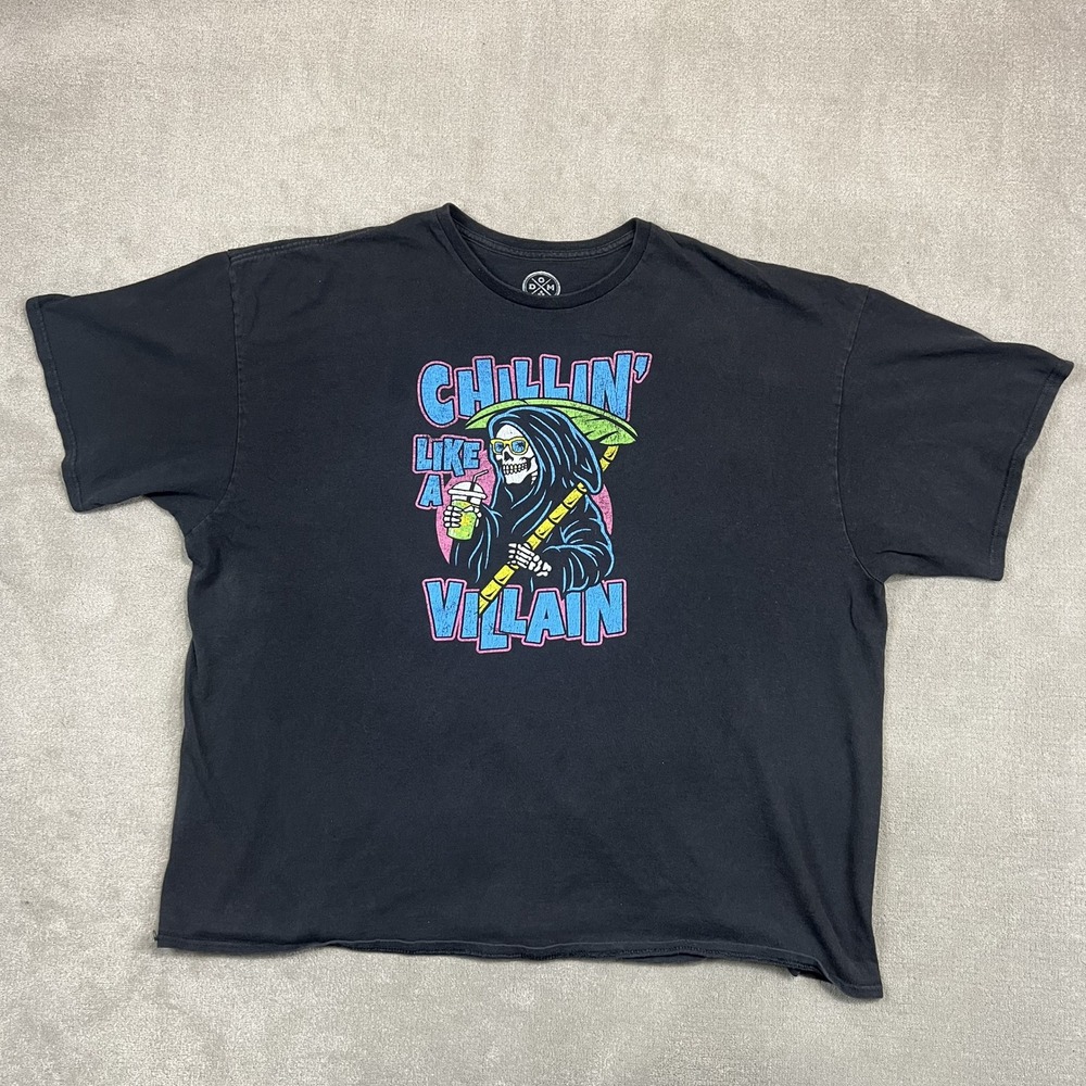 DXM Shirt Mens 3XL Black Chillin Like A Villain Grim Reaper Graphic Tee